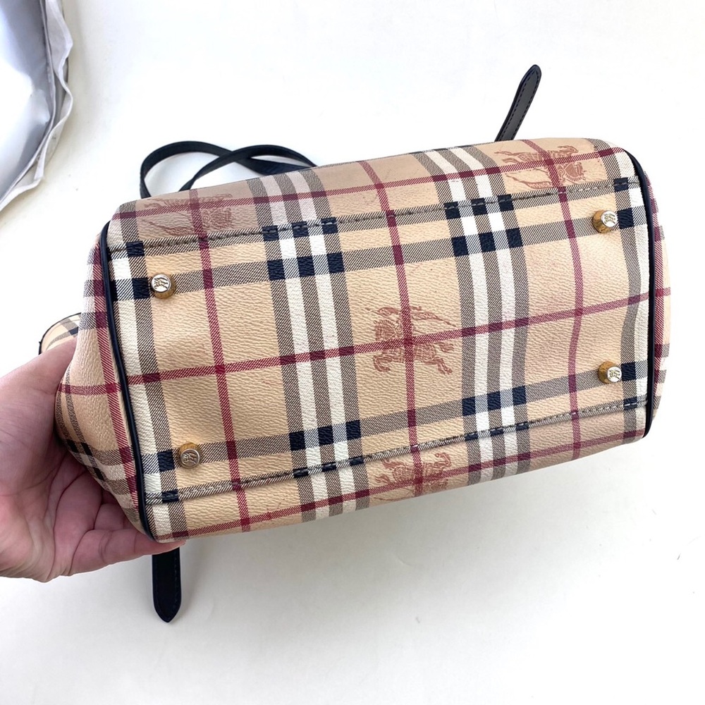 Burberry Small Haymarket Check Salisbury Chocolate Leather / Pvc Tote - Picture 5 of 12